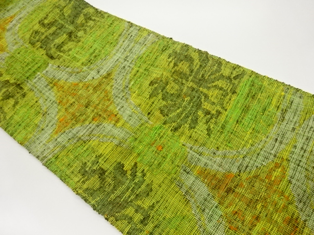 JAPANESE NAGOYA OBI / MAWATA TSUMUGI / WOVEN ABSTRACT & RHOMBUS